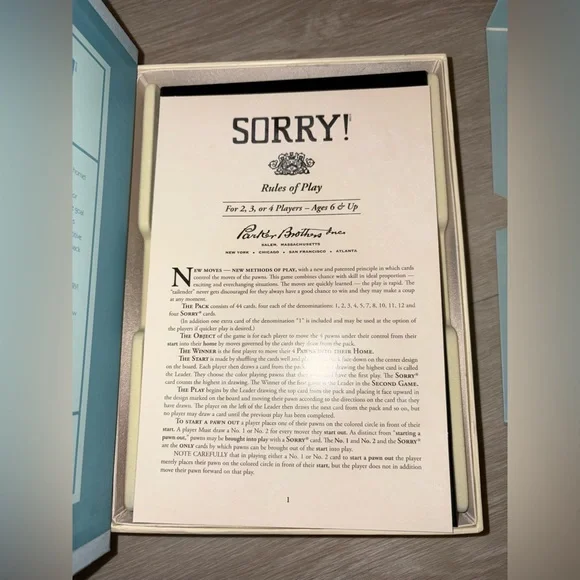 Sorry! Vintage Bookshelf Edition Game - Picture 6 of 10